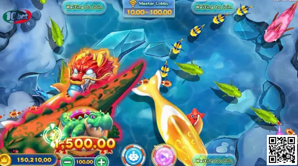 Pantalla ilustrativa del juego Fierce Fishing con criaturas marinas y cañones de disparo